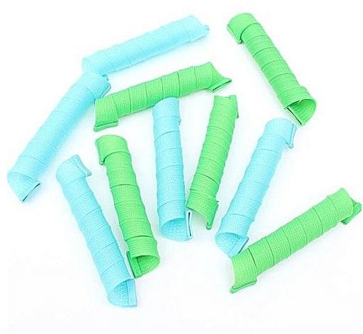 Generic 10Pcs New 55cm Wave Curl DIY Magic Circle Hair Styling Curlers Spiral Ringlet Rollers Color: Blue+Green