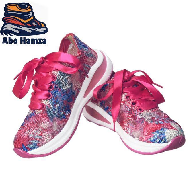 Flat Sneaker Shoes Casual For Kids - Fuchsia & Navy Blue & White