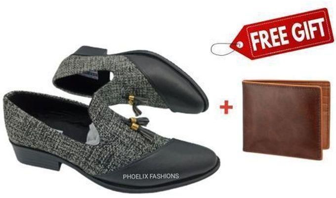 PHOELIX FASHIONS Elegant Designer Ankara Casual / Wedding Shoes + FREE PURE LEATHER WALLET.