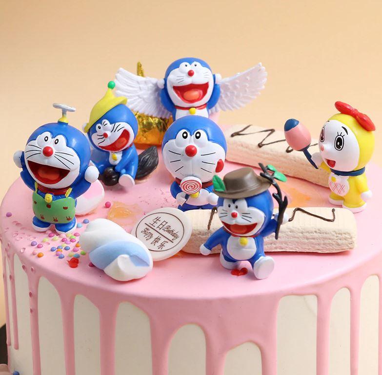 Lsthometrading 6pcs/set Doraemon Mini cute Figures Cute Flying Doraemon Dorami PVC Cake Topper