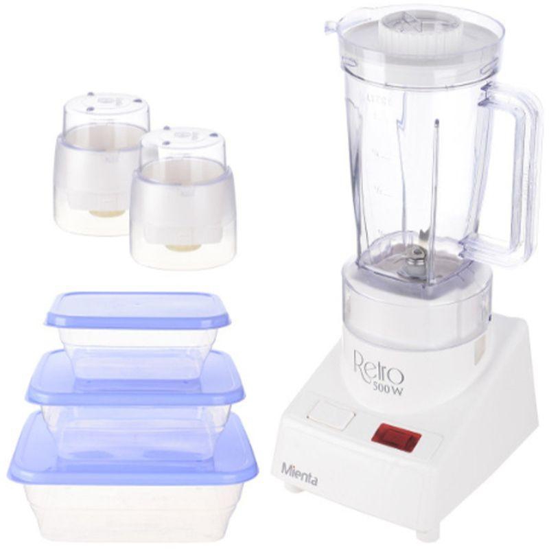Mienta Blender - 1.25L - 500W - White - BL721 + 3 Plastic Food Containers