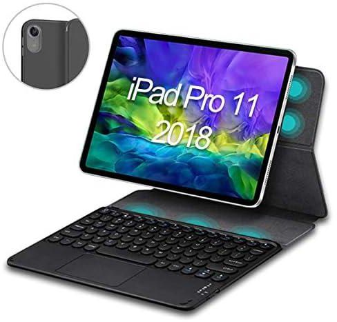 حافظة لوحة مفاتيح لجهاز iPad Air 4th 10.9 2020 مع لوحة مفاتيح تعمل باللمس اللاسلكية - iPad Pro 11 2018 (الجيل الأول) مع لوحة مفاتيح قابلة للفصل - حافظة غطاء حماية مغناطيسي ذكي رفيع للغاية، بلوتوث