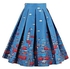 ZAFUL Pleated Skirts Womens Summer Swing Skirt Mountain Gorgeous Print Vintage Floral Midi Vintage Plus Size Skirt - Blue