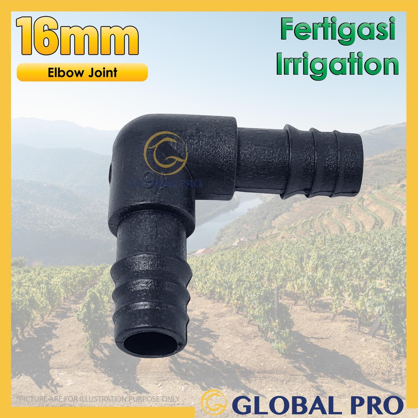 [1pc] 16mm ELBOW Fertigasi Irrigation Polypaip Fitting Gardening