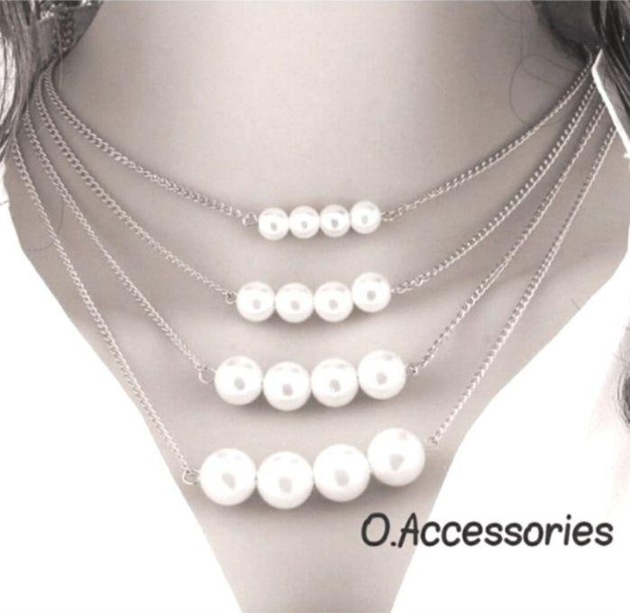 O Accessories Necklace - White Pearl _silver Chain
