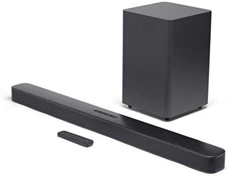 JBL 2.1 Channel Soundbar with Wireless Subwoofer, Impressive 300W Total Power, Built-In Dolby Digital, Thrilling Bass, Wireless Streaming, HDMI or Optical Cable Connection - Black, JBLBAR21DBBLKUK