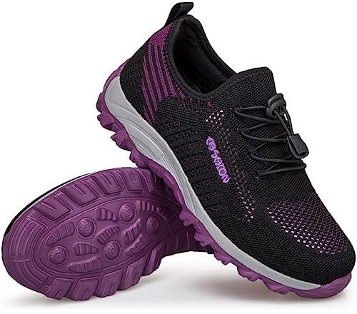 2023 Women Running Shoes Breathable Outdoor Sports Shoes Lightweight Sneakers Girls Comfortable Athletic Training Footwear 35-42 (Black Purple, 41)