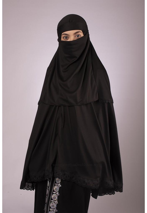 Simplyadorable Mini Hajra & Purdah Hetam Hijabs - 2 Sizes (Black)