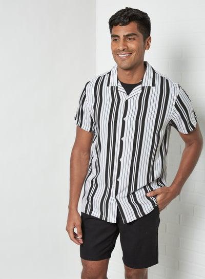 Striped Short Sleeve Shirt Optic White/Jet Black