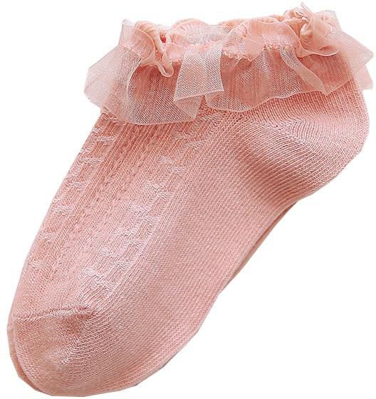One Pair Of Kid's Socks Solid Color Lace Girl Cute Accessory