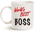 MAUAG Best Boss Office Coffee Mug for Bosses Day, World's Best Boss Unique Present Idea for Boss Manager Cup White, 11 Oz