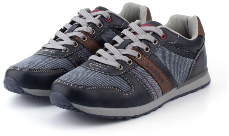 LARRIE Men's Denim Lace Up Outdoor Sneakers - 6 Sizes (Navy)