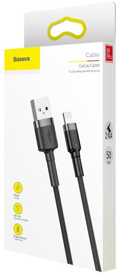 Baseus Lightning USB Cable for Apple iPad (6th generation) Fast Charging 2.4A - 0.5 Meter - Grey