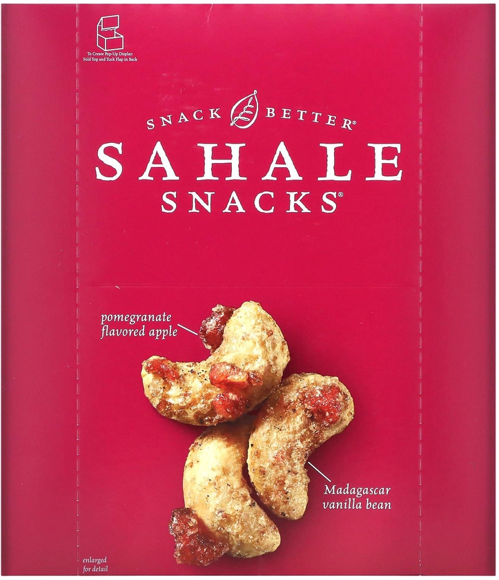 Sahale Snacks‏, المكسرات المحلاة، والكاجو مع الرمان + الفانيلا، 9 علب، كل علبة تزن 1.5 أوقية (42.5 غرام).
