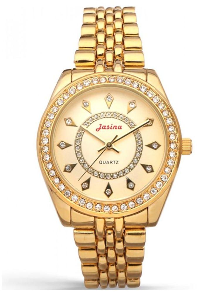 Jasina Women's Fashion Watch Rhinestone Pointer Big Dial Elegant Luxury Quartz Watch