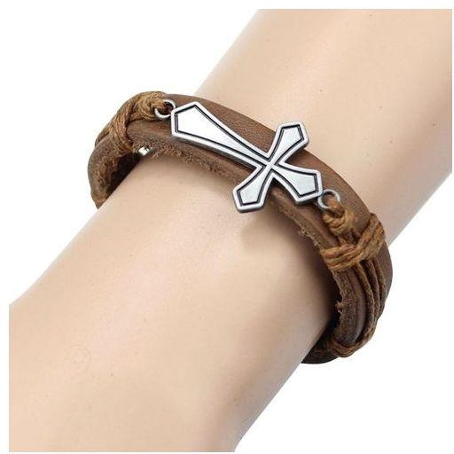 Eissely Classic Cross Charms Tribe Leather Men & Women Bracelet Jewelry Brown