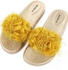 Flower Embellished Flat Sandals Gold