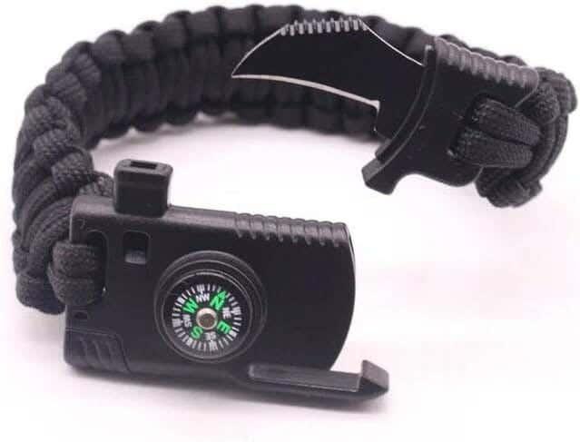 Get Professional Multifunctional Survival Bracelet, 5 in 1, Perfect for Camping, Hiking and Hunting - Black with best offers | Raneen.com