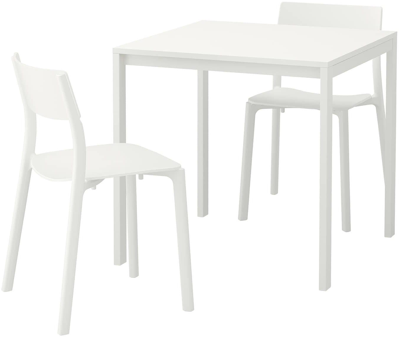 MELLTORP / JANINGE طاولة وكرسيان - أبيض/أبيض 75 سم