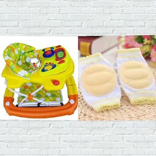 Generic 2 in 1 Baby Walker & Rocker Combo with Matching Cren Infant Toddler Baby Knee Pad Crawling Safety Protector