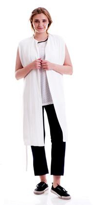 Sleeveless Stylish Long Cardigan Sweater  - Size: S (Ecru)