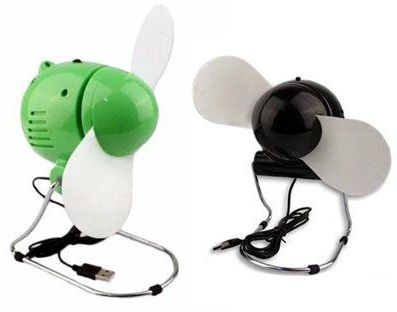 Generic Mini Portable USB and Battery Powered Desktop Fan Set of 2 - Green/Black