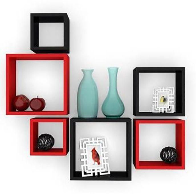 Modern Home R_104 - Modern Decor Shelf - Black/Red - 6 Pcs