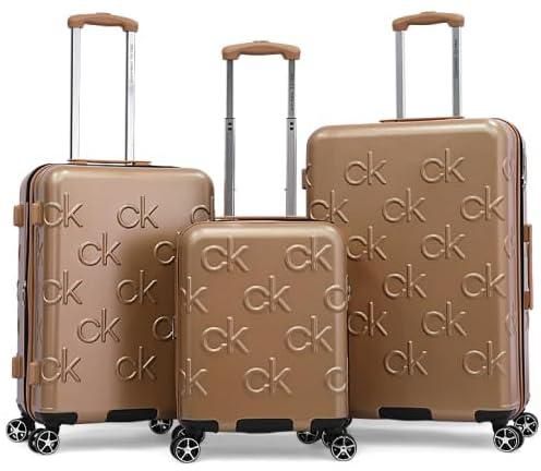 CALVIN KLEIN Insignia Luggage 1 Pcs Lightweight Spinner Suitcase with TSA Lock (Mushroom, 24-Inch)