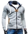Hooded Drawstring Long Sleeve Selvedge Embellished Men's Hoodie - Light Gray - M