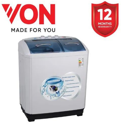VON Twin Tub Washing Machine - 10Kg - White,HPTT10/VALW-10MLW+2 YEARS WARRANTY