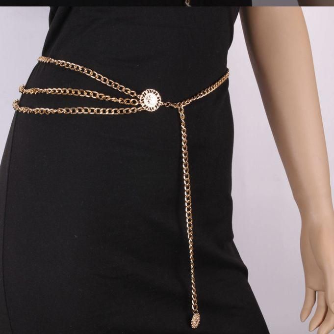 Ladies Classic Tripple Waist Belt- Gold