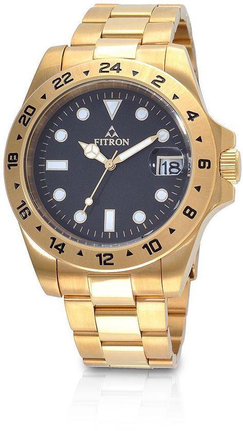 Fitron Analog Watch For Men - Stainless Steel , Gold - FT117145M010102