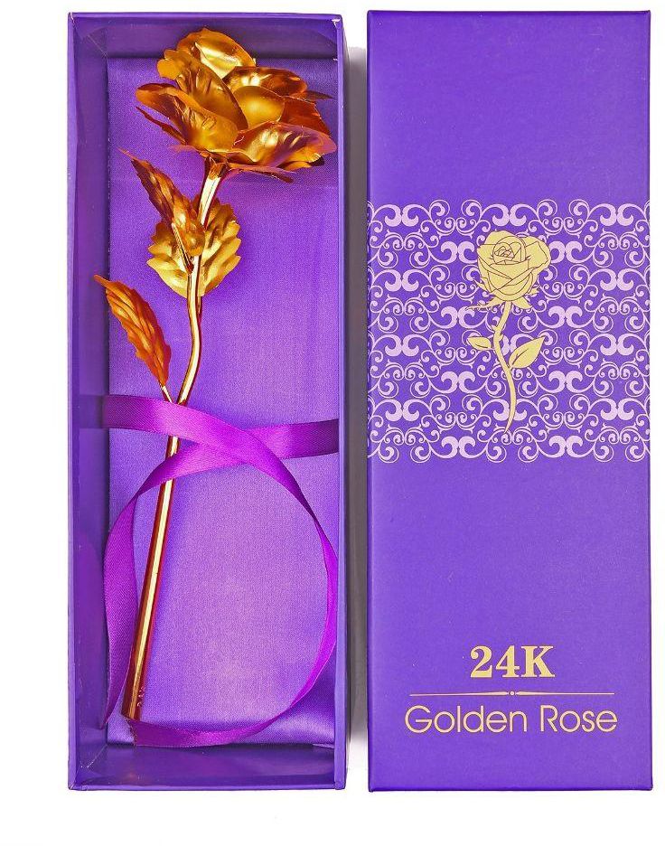 وردة من الذهب عيار 24 قيراط - وردة بحجم كبير مع صندوق هدية