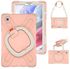 Moxedo Shockproof Rugged Protective Colorful Case with 360 Rotating Kickstand and Shoulder Strap for Kids Compatible for Samsung Galaxy Tab A7 Lite 8.7 Inch T220/T225 (Rose Gold)