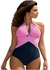Fashion Adorable Halter Pink Light Keyhole Halter Backless One Piece Swimsuit.