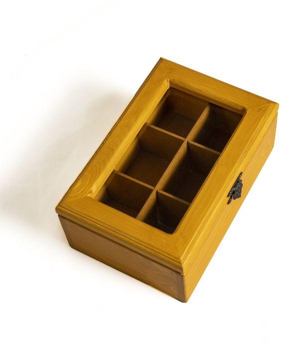 Arkit Sila Wooden Tea Box, 6 Boxes - Yellow