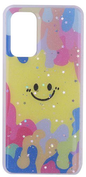 OPPO RENO 5 - Smiley Face Multicolor Silicone Cover With Stars And Glitter