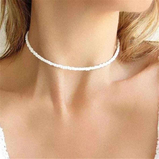 White Necklace - Choker - Beads