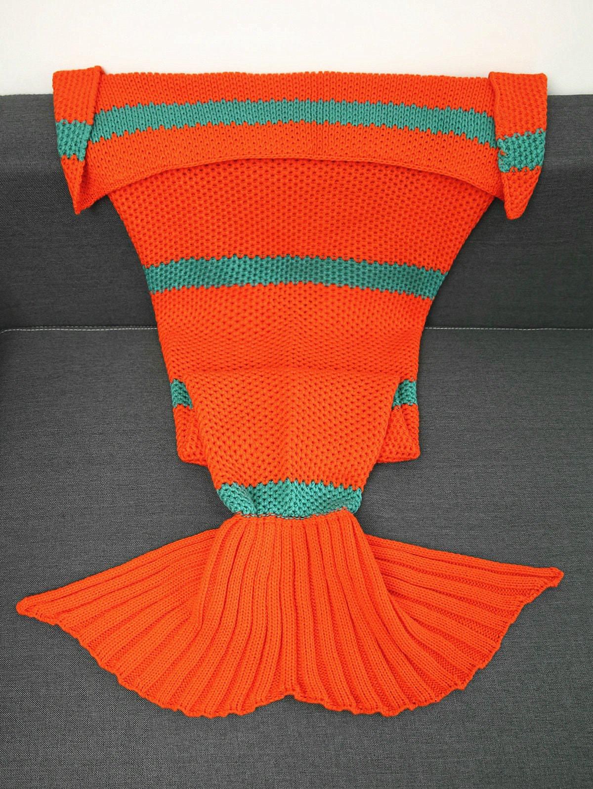 Super Soft Crochet Knitting Striped Mermaid Blanket