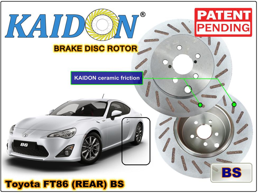 Kaidon-Brake Toyota FT86 Disc Brake Rotor(REAR) Type "BS" Spec