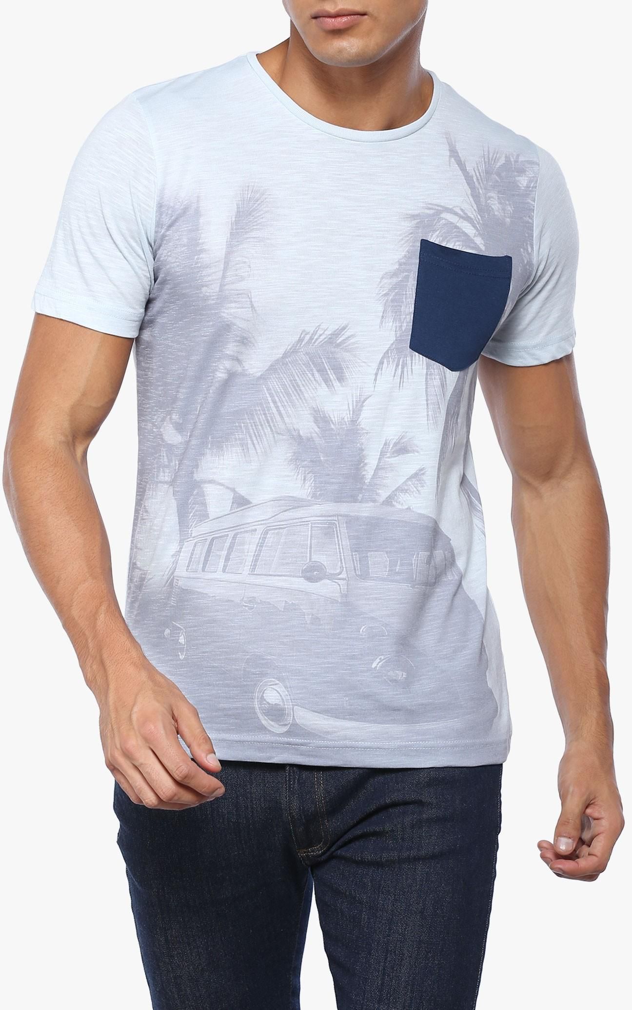 Light Blue Shady Summer Graphic T-Shirt