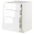 METOD / MAXIMERA Bc w pull-out work surface/3drw, white/Sinarp brown, 60x60 cm - IKEA