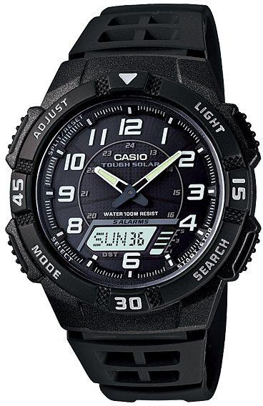 Tough Solar Watch for Men by Casio , Analog/Digital , Resin , Black , AQ-S800W-1BV