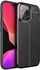 جراب iPhone 14 Pro ، كفر مضاد للانزلاق بتصميم ليتشي ، جراب نحيف لامتصاص الصدمات - أسود