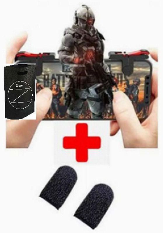 PUBG Electronic Trigger Shooter Aim 2Finger Gloves Sleeve Touch Trigger+PAD Mouse+Zigor Bag Special