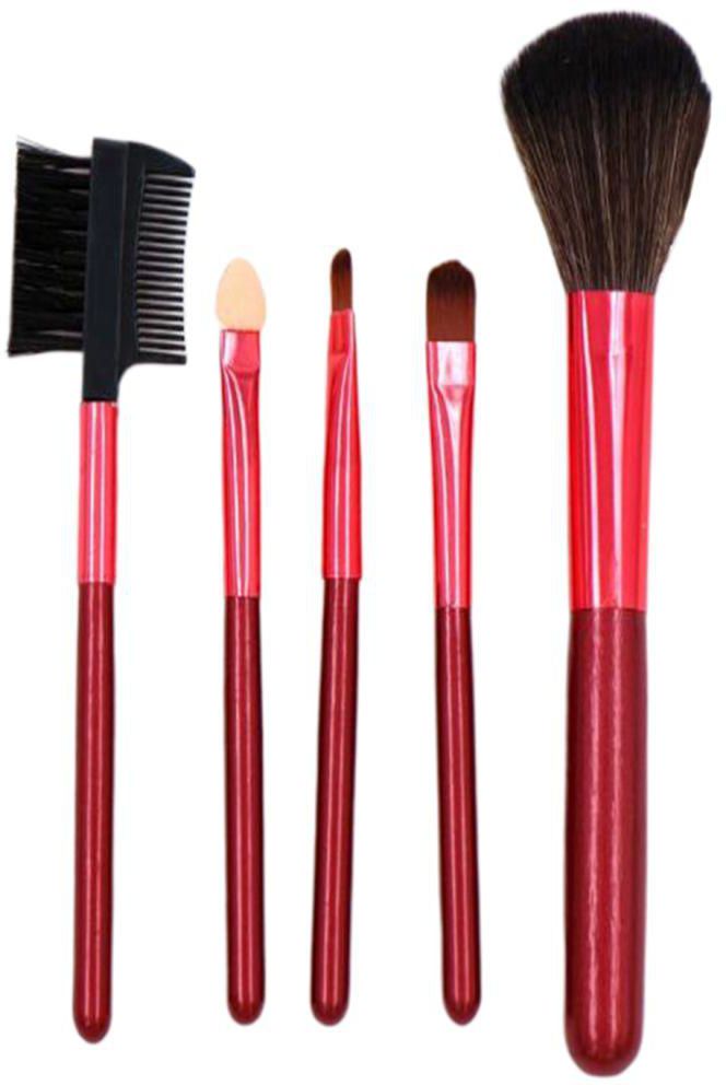 5-Piece Professional Makeup Brush Set Red/Black/Brown