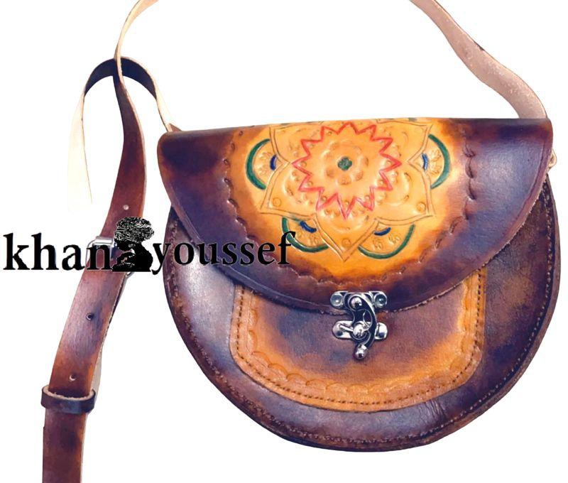 Khan Youssef Cross Body Bag& Natural Leather