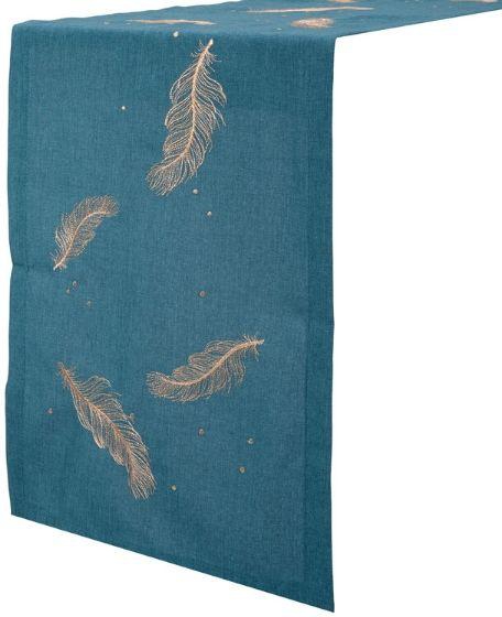 Lacenembroidery Golden Feathers Embroidery Table Runner (Green)