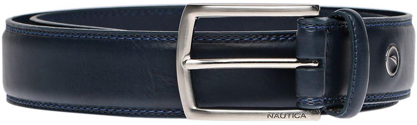 Nautica 11NU02X030-400 35 mm Feather Edge Belt for Men - Leather, Navy, 38 Inch