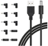 ايبيرلز سلك طاقة USB الى تيار مستمر 5 فولت، كيبل شحن مقبس عالمي تيار مستمر 5.5×2.1 ملم مع 10 رؤوس موصل (5.5×2.5، 4.8×1.7، 4.0×1.7، 4.0×1.35، 3.5×1.35، 3.0×1.1، 2.5×0.7، مايكرو USB، نوع C، ميني USB)5